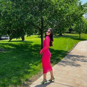 Hot pink revolve midi dress